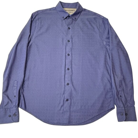 Twillory Untuck(able) Men’s Sz M Blue Geometric Button‑Down Shirt Preppy - Picture 1 of 10